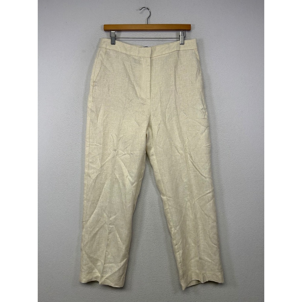 Metallic Linen Chic NWT Zara Womens L High Rise Shimmer Straight Legโ Trousers